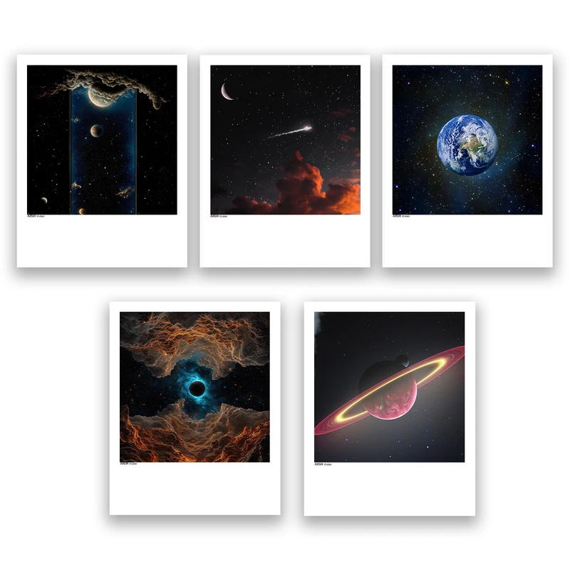 آویز تزیینی عرش مدل فانتزی فضا و کهکشان کد Asa1221 مجموعه پنج عددی