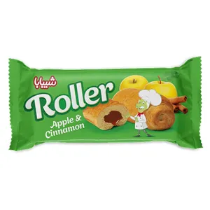 کیک رولر مغزدار با طعم سیب و دارچین شیبابا - 50 گرم بسته 12 عددی