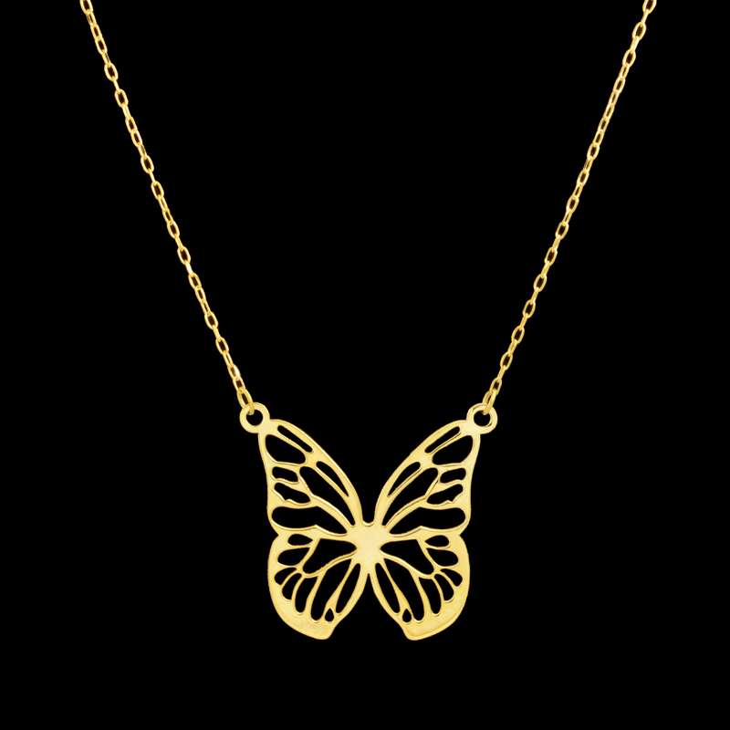 گردنبند طلا 18 عیار زنانه طلای مستجابی طرح پروانه کد 670183 گردنبند طلا 18 عیار زنانه طلای مستجابی طرح پروانه کد 670183