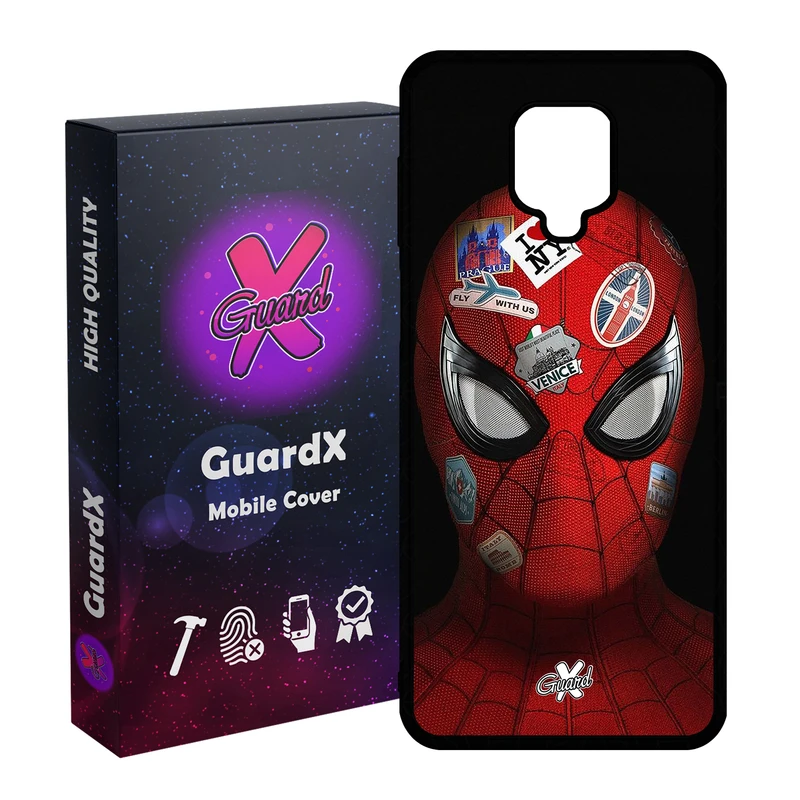 کاور گارد ایکس طرح Spider Man مدل Glass10033 مناسب برای گوشی موبایل شیائومی Redmi Note 9S / Note 9 Pro / Note 9 Pro Max