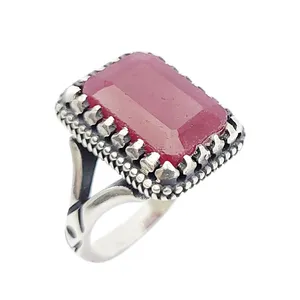 انگشتر نقره مردانه مدل یاقوت چهارگوش کد 5918896