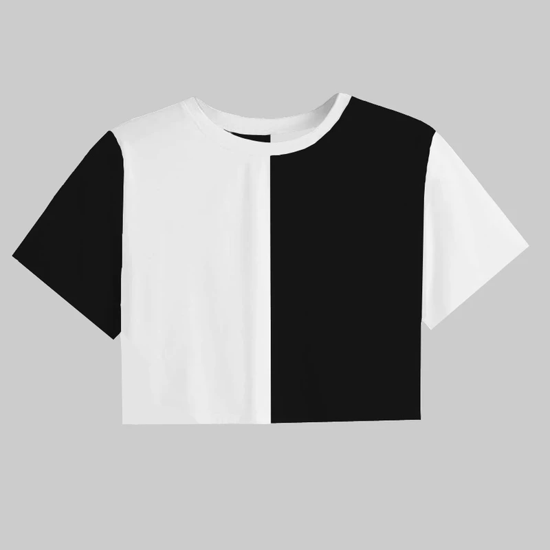 کراپ تی شرت آستین کوتاه زنانه کژین دوخت مدل Cruella