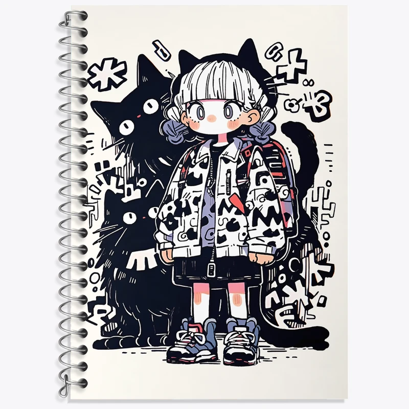 دفتر نت موسیقی 50 برگ خندالو طرح دختر و گربه کد N3021