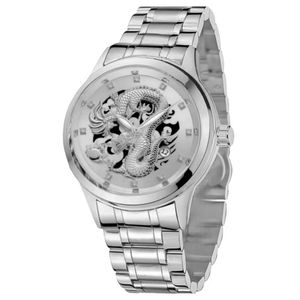 ساعت مچی عقربه‌ای مردانه کوارتز مدل دراگون اژدها بند فلزی کد 2.2