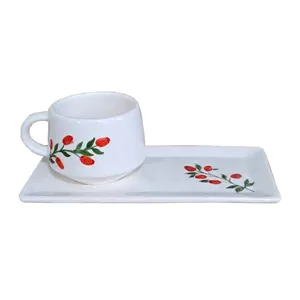 سرویس چای خوری 2 پارچه سرامیکی مدل گل شکوفه