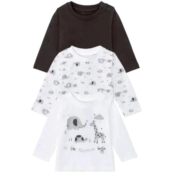 تی شرت آستین بلند نوزادی لوپیلو مدل باغ وحش 2024 مجموعه سه عددی