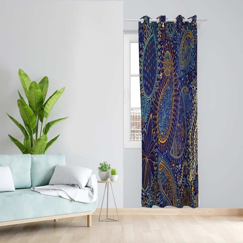 پرده طرح بته جقه مدل مخمل پانچی کد 2046 z سایز 140x200 سانتی متر