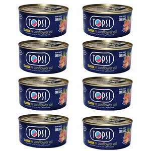  کنسرو تن ماهی در روغن آفتابگردان تاپسی - 180 گرم بسته 8 عددی
