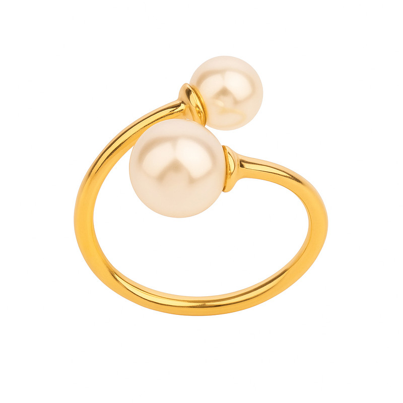 انگشتر طلا 18 عیار زنانه مدوپد مدل مروارید سایز 56