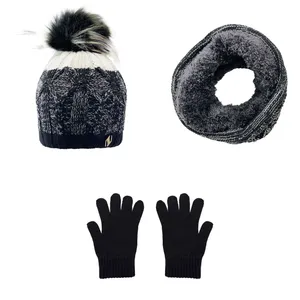 ست کلاه و شال گردن و دستکش بافتنی بچگانه تارتن مدل 65011