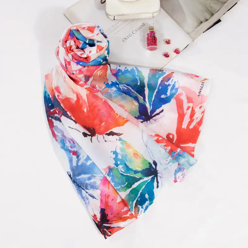 شال زنانه مدل نخی خنک تابستانه با طرح پروانه کد ana-2309