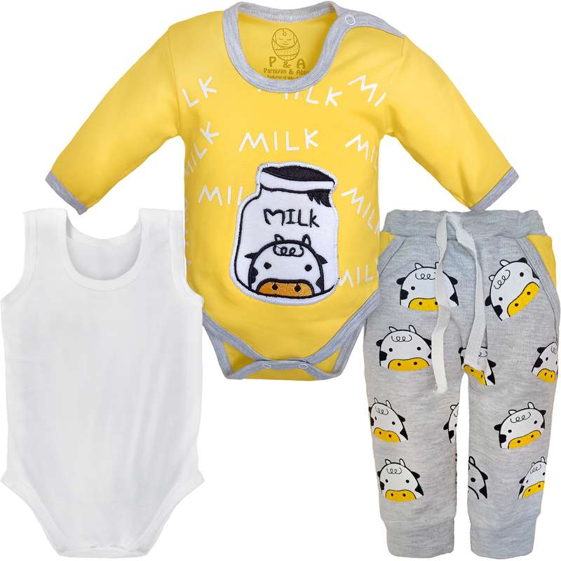 ست 3 تکه لباس نوزادی مدل MILK