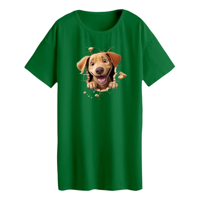 تی شرت لانگ آستین کوتاه زنانه مدل سگ کد 8