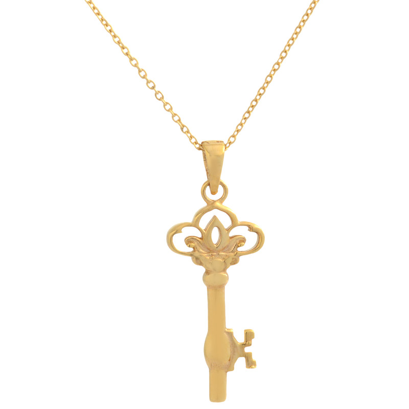 گردنبند طلا 18 عیار زنانه با زنجیر حلقهای (فلامینگو) طلای مستجابی مدل کلید 40495 کد T1433