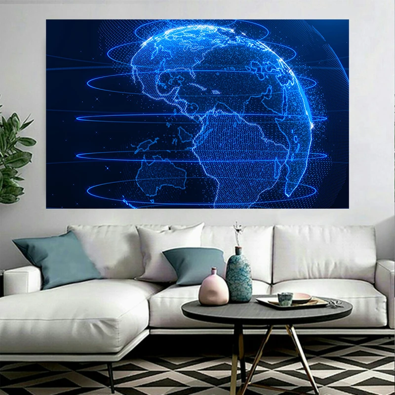 تابلو بوم طرح کره زمین مدل نئون آبی کد AR6370