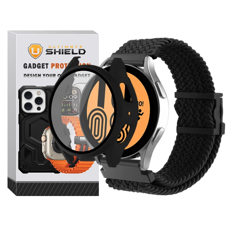 بند آلتیمیت شیلد مدل Braided_Mag_GRD مناسب برای ساعت هوشمند سامسونگ Galaxy Watch 4 40mm به همراه کاور