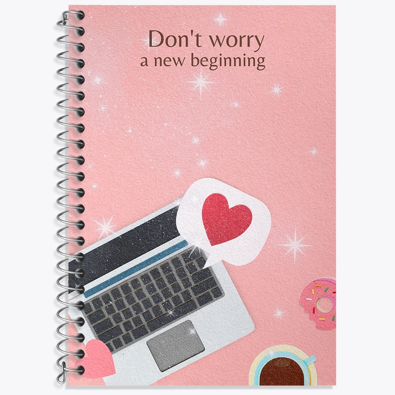 دفتر زبان 50 برگ خندالو مدل سه خط طرح Don't Worry a New Beginning کد N2353