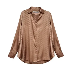 شومیز آستین بلند زنانه مدل ساتن خال خالی کد ۱