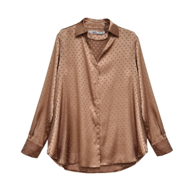 شومیز آستین بلند زنانه مدل ساتن خال خالی کد ۱