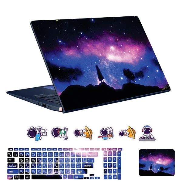استیکر لپ تاپ توییجین و موییجین طرح Space  کد 178 مناسب برای لپ تاپ 15.6 اینچ به همراه برچسب حروف فارسی کیبورد