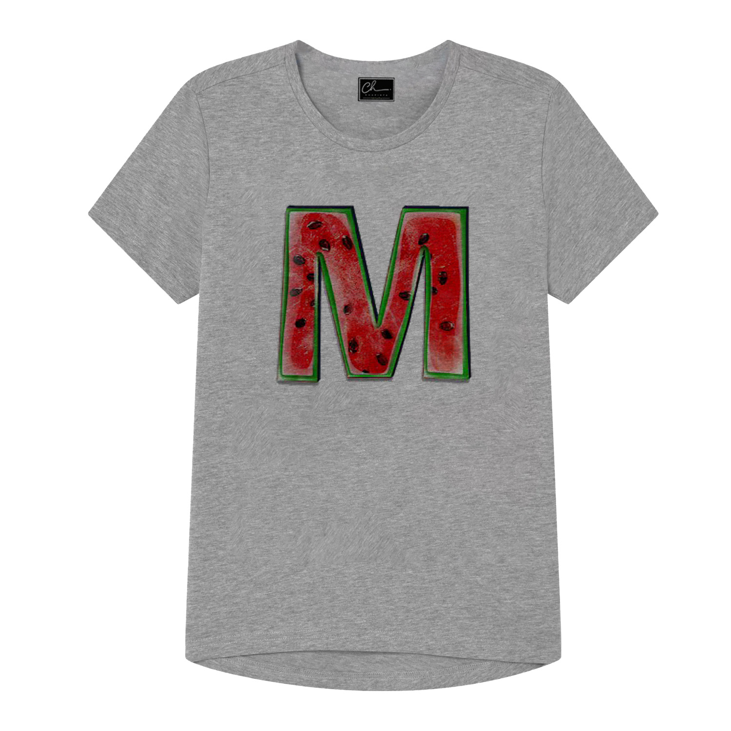 تی شرت دخترانه مدل حرف M کد J68 رنگ طوسی