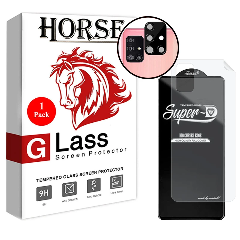 محافظ صفحه نمایش  هورس  مدل 3SNF-Glass  مناسب برای گوشی موبایل سامسونگ Galaxy A51 5G به همراه محافظ پشت گوشی و محافظ لنز دوربین