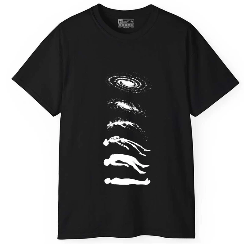 تی‌شرت آستین کوتاه مردانه پاد آفرین مدل آدمک و کهکشان کد 41