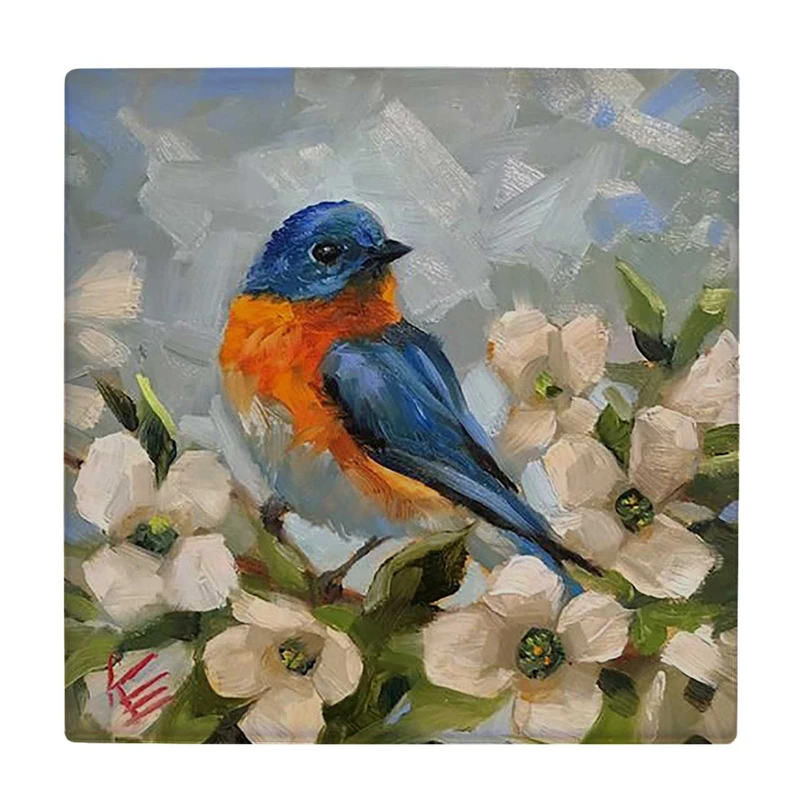  زیر لیوانی  طرح نقاشی پرنده و شکوفه بهاری کد    5849920_4321