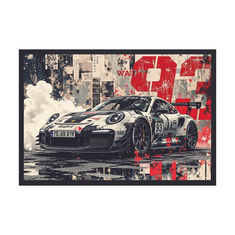 تابلو وین چیتا مدل پورشه مینیمال کد 02 فریم مشکی