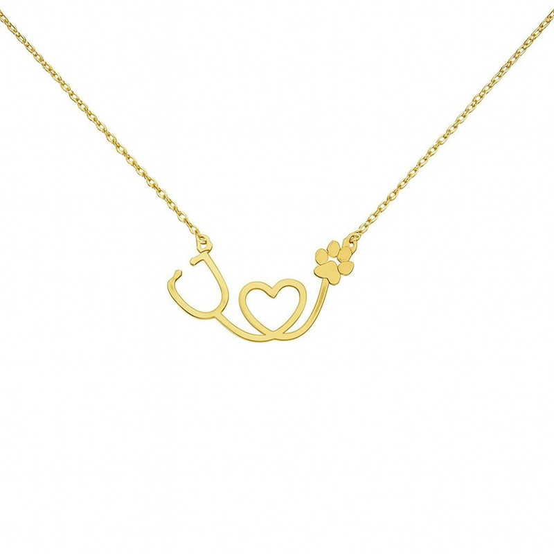 گردنبند طلا 18 عیار زنانه با طرح حلقهای (فلامینگو) گالری قو طلایی مدل گوشی دامپزشکی