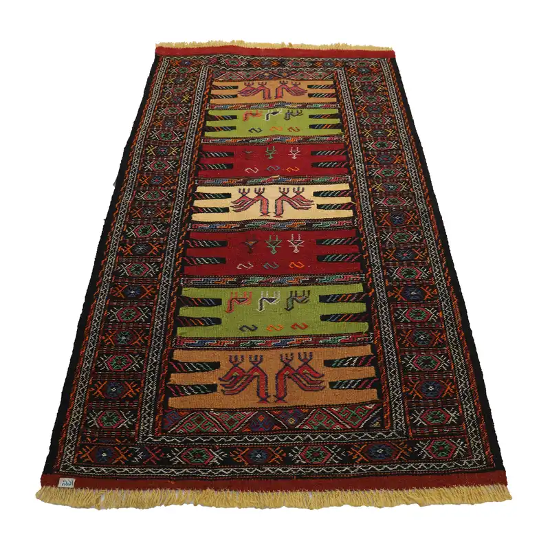 گلیم دستبافت دو متری مدل سفره کردی کد 4020463