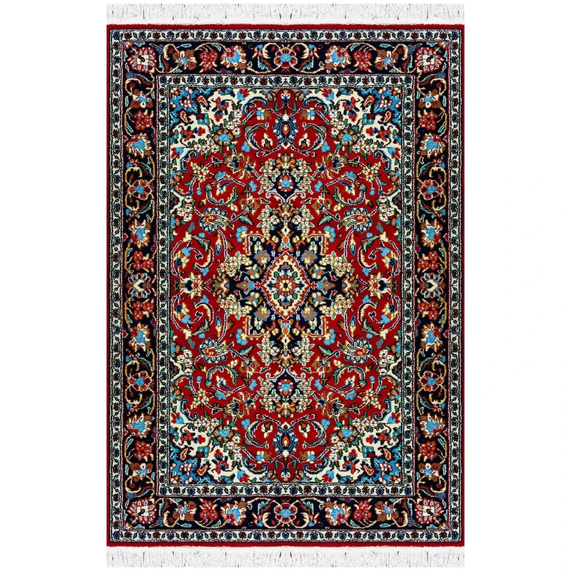 فرش دستبافت 1.5 متری مدل 556 زمینه لاکی