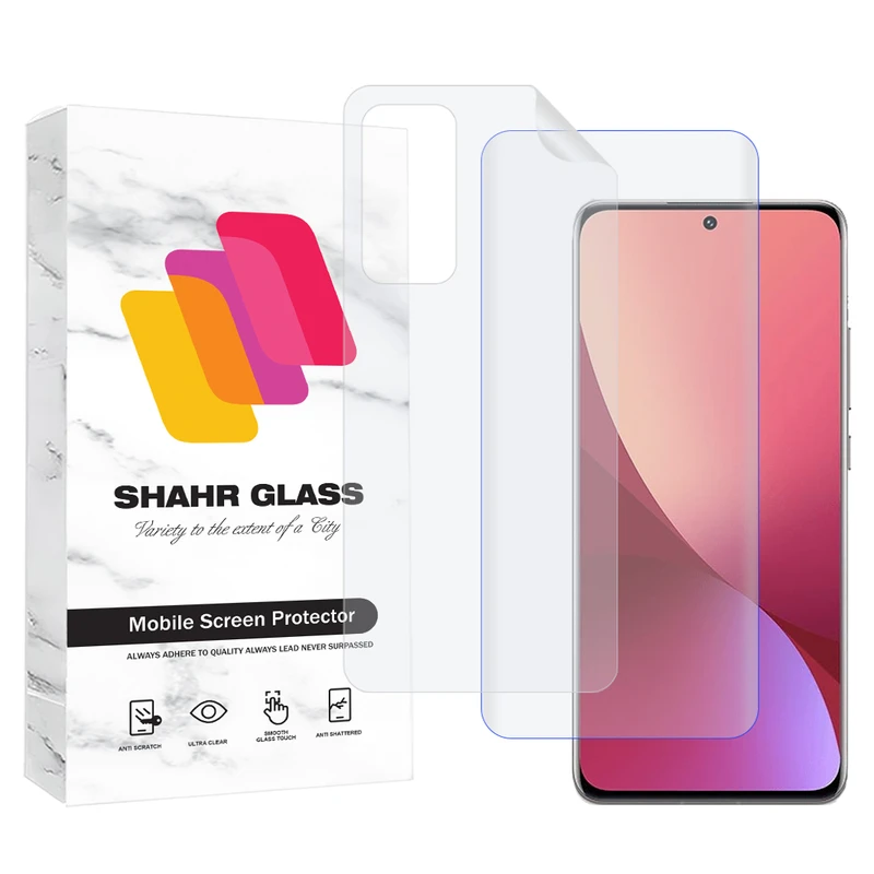 محافظ صفحه نمایش یووی شهر گلس مدل UVNANOMTBSH مناسب برای گوشی موبایل شیائومی 12 / 12S / 12X به همراه محافظ پشت گوشی