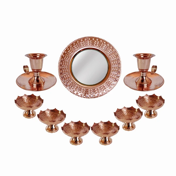 ست هفت سین 9 تکه مسی مدل کنگره ای کد ZH223.33