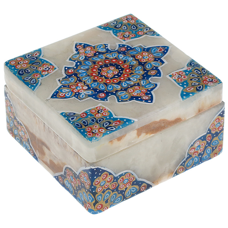 جعبه جواهرات سنگ مرمر طرح آبرنگ کاری مدل تذهیب