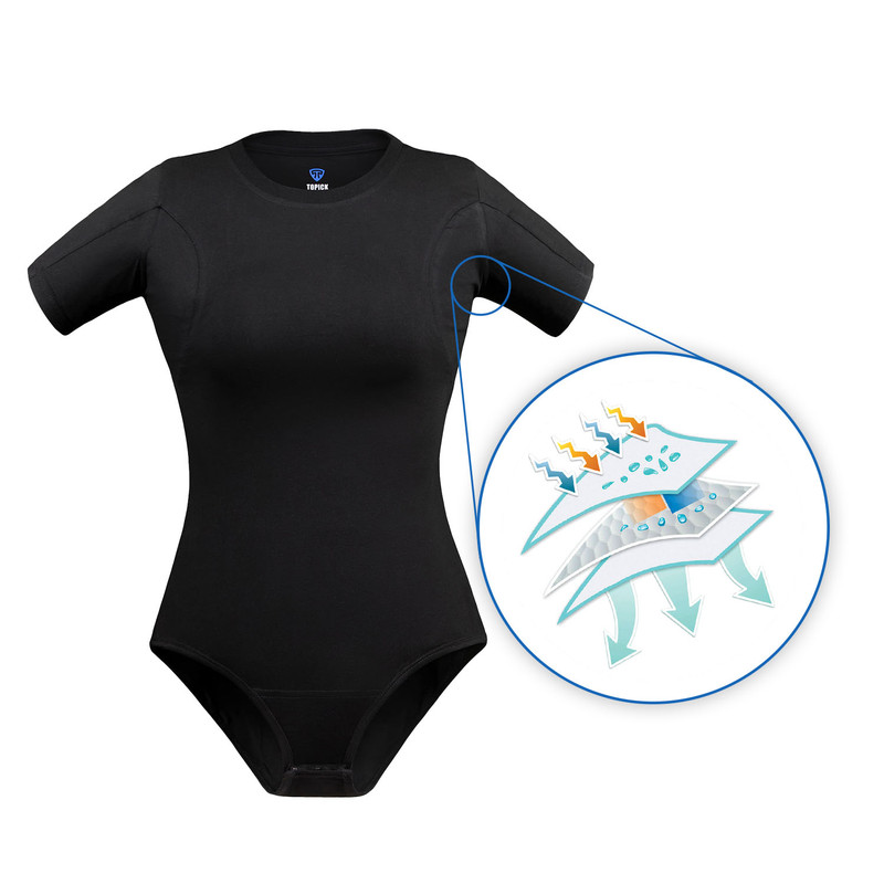 بادی آستین کوتاه زنانه تاپیک مدل ضدتعریق رنگ مشکی