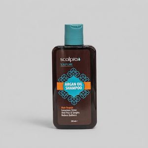 شامپو موی سر اسکالپیا مدل argan oil حجم 200 میلی‌لیتر، ترمیم‌کننده، تقویت‌کننده، مغذی، جلوگیری از وز شدن مو، مناسب انواع مو به ویژه خشک، آسیب دیده و رنگ شده