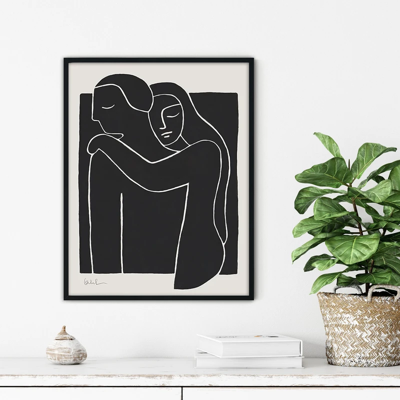 تابلو آتریسا طرح عاشقانه مدرن مدل ATFL17 فریم مشکی