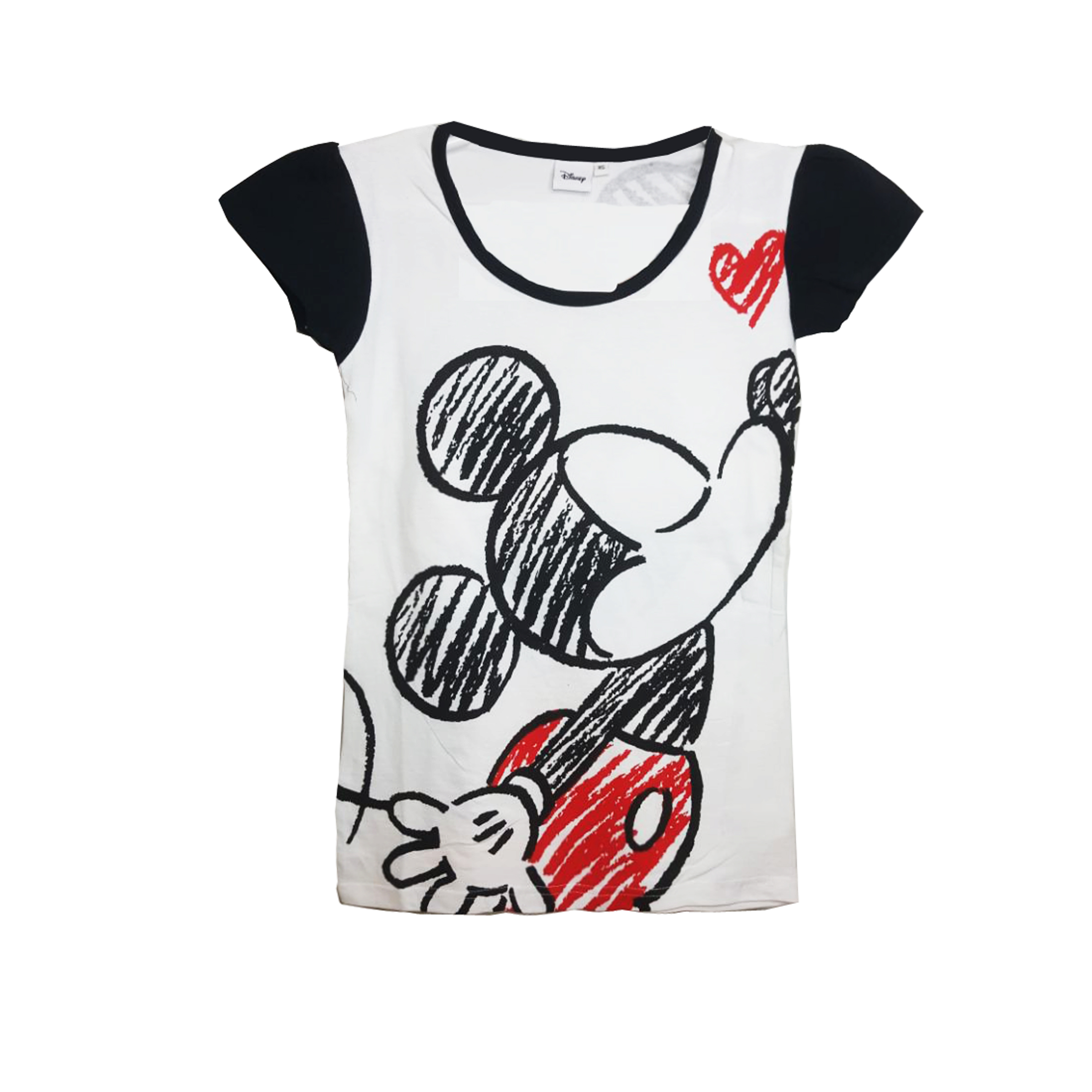 تی شرت آستین کوتاه زنانه دیزنی مدل love story of Minnie and Mickey Mouse