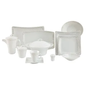 Zarin Iran Procelain Inds Winchi Spotty Platinium Dinnerware Set 97 Pcs High Grade