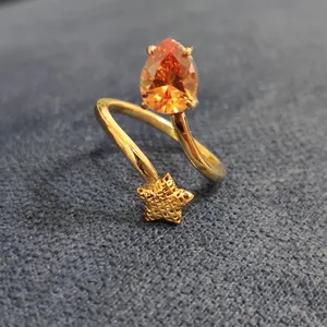  انگشتر طلا 18 عیار زنانه قیراط طرح ستاره کد GH327