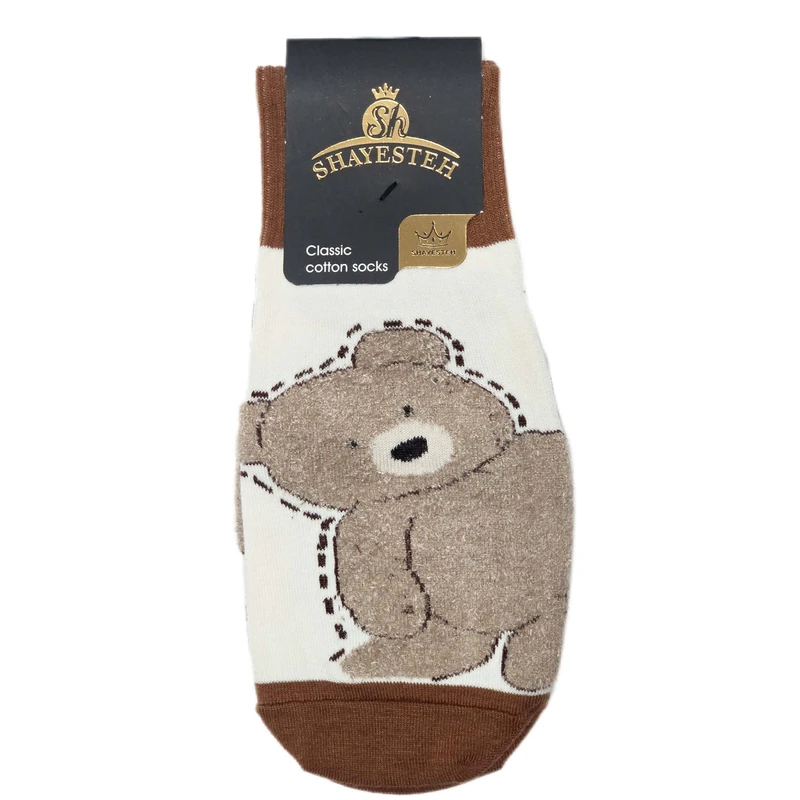 جوراب ساق کوتاه زنانه مدل بوکله تدی خط چین