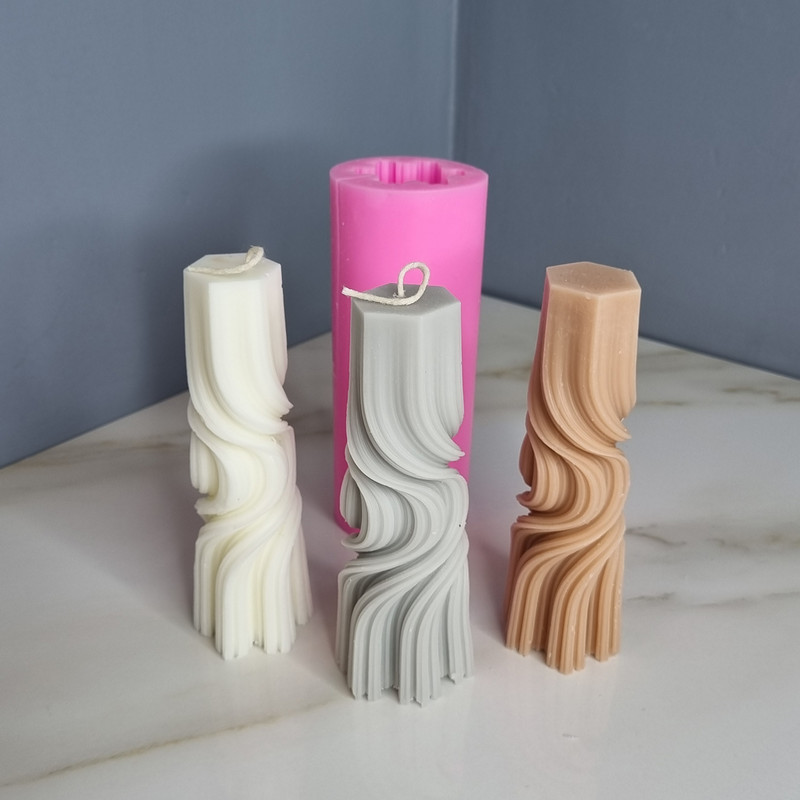 قالب شمع مدل استوانه پیچ طرح موج کد C 15CM