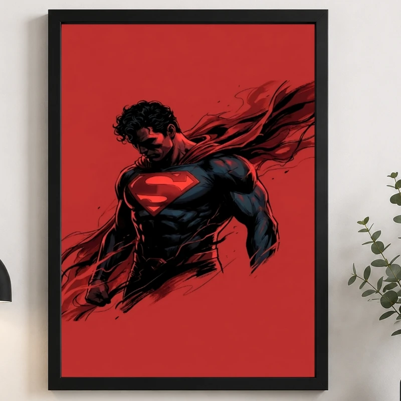 تابلو طرح سوپرمن مدل Superman فریم مشکی
