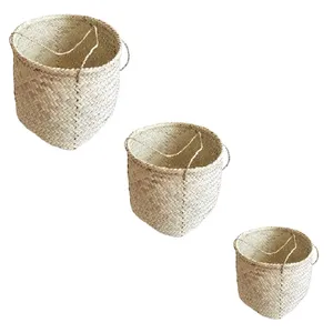 گلدان حصیری مدل استوانه کد T39 بسته 3 عددی