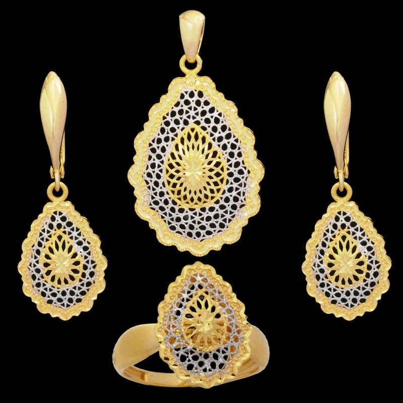 نیم ست طلا 18 عیار زنانه طلای مستجابی مدل اشکی آوا کد 6398