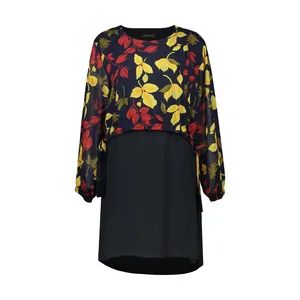 ست پیراهن و رویه زنانه مدل  برگ 139 رنگ سرمه ای