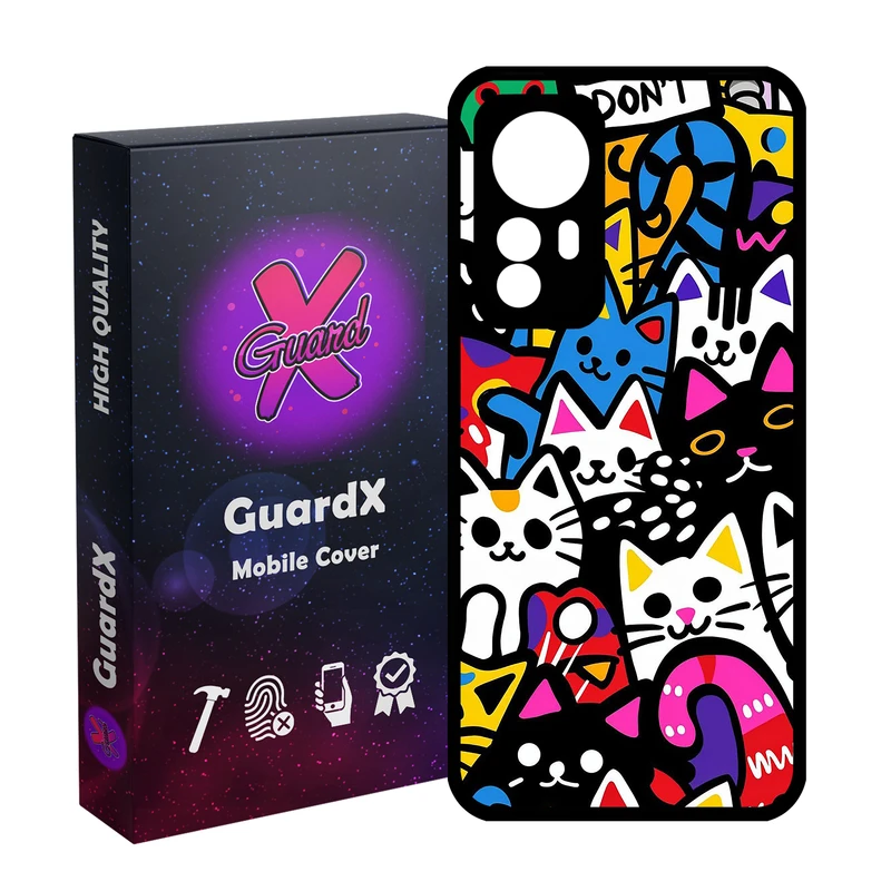 کاور گارد ایکس طرح گربه رنگی مدل Glass10766 مناسب برای گوشی موبایل شیائومی Redmi Note 12S