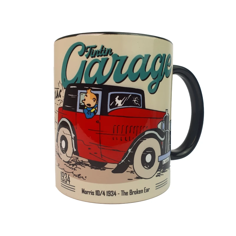 ماگ مدل تن تن و ماشین به همراه زیرلیوانی