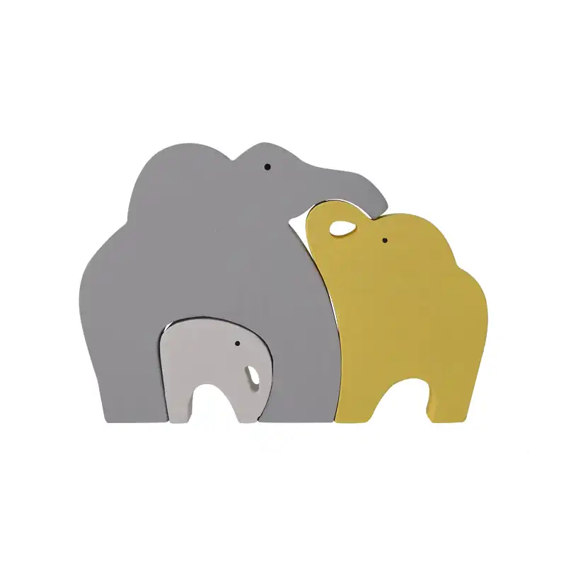 اسباب بازی چوبی طرح پازل فیل خانواده مدل MKT03-H